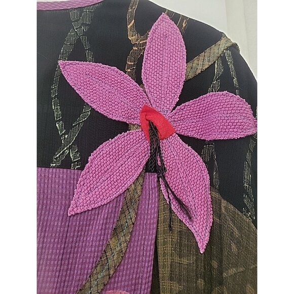 JG's MAD LAB Art to Wear Button-front Tunic Jacket Appliqué Flower 3X Multicolor - Picture 12 of 15